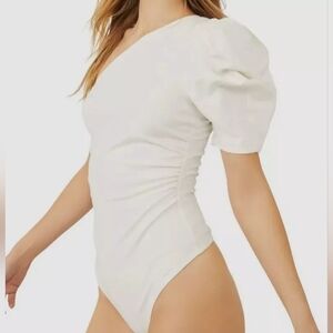 FREE People X Intimately Somethin Bout You One-Shoulder Bodysuit In Cream Sz Med